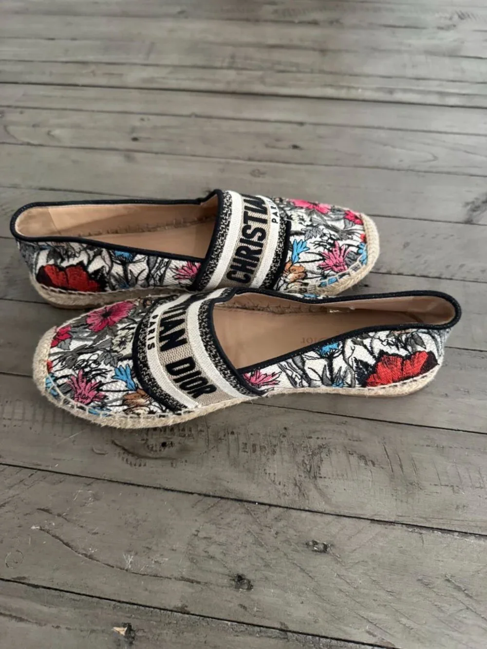 Christian Dior Granville Canvas Jardin d'Hiver Mille Fleurs Espadrille Flats 39